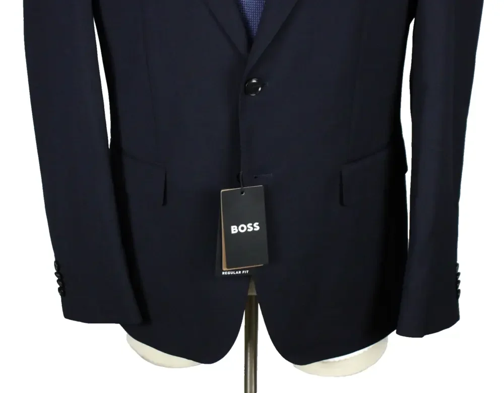 Hugo Boss Hutson Sport Coat 44 R Mens Regular Fit Dark Blue Stretch Wool Blazer